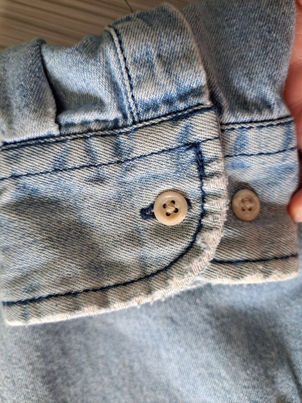 Vtg 90's Tommy Jeans Band Collar Denim Shirt XL Men's Logo Embroidery Button - Picture 14 of 14